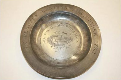 The Test Platter. Used for collective masturbation at Beggar’s Benison Sex Club, 1732. Notice the inscription “The Way of a Man with a Maid” and the cock diagram in the center.jpg