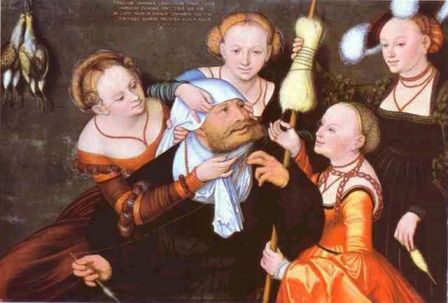 Hercule et Omphale, huile sur toile, Lucas Cranach l'ancien, 1537, Brunswick, Herzog Anton Ulrich-Museum.jpg